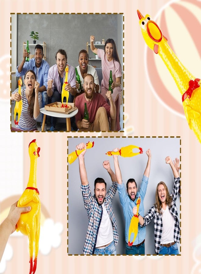 Plukeen 3 Pack Large Squeeze Screaming Rubber Chicken 16 Inch Yellow Squawking Chicken Rubber Squeaky Chicken Toy for Kids Adults Dogs Pets Prank Novelty Toy - Image 4